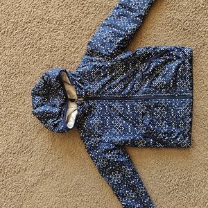 The North Face Kids Blue Puffer Jacket with White Dots